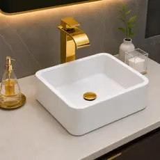 Cuba Sobrepor Pia Para Banheiro luxo Apoio Lavabo Retangular Branca e Preto Casa Moderna Compacta