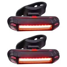 Kit 2 Lanterna Bike Bicicleta Led Sinalizador Recarregável Usb Frontal Traseiro Cor Azul Vermelho