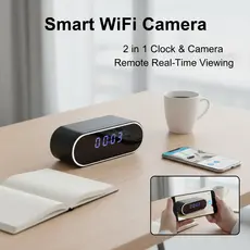 Câmera Despertador 2 Em 1 HD WiFi , Visão Remota E AP Hotspot , Armazenamento Local , Bateria De 2600mAh Noturna , Detec