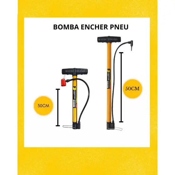 Bomba Para Encher Pneu De Carro Moto E Bike de 30Cm E 50cm