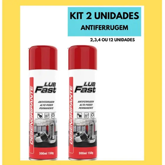 KIT Desengripante 2,3,4 ou 12 unidades Lubrificante Oleo óleo Spray Antiferrugem LUB FAST 300ML SIMILAR WD40