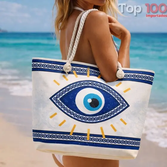 Bolsa de Praia Olho Grego com Nécessaire Lindas Estampas Verão Praia