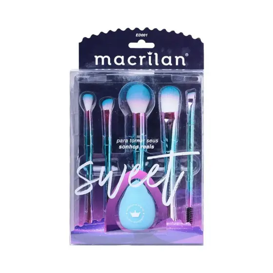 KIT SWEET  PROFISSIONAL COM  5 PINCEIS E 1 ESPONJA GOTA