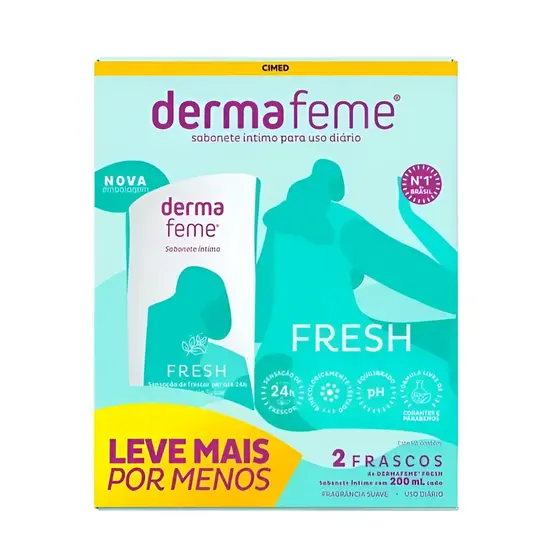 KIT C/ 2 SABONETE LÍQUIDO ÍNTIMO DERMAFEME FRESH 200ML CADA - Cimed