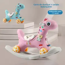 Carrinho de Bebê Cavalinho de Balanço 2 em 1 - Brinquedo Multifuncional de Pônei--3602