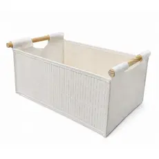 Cesto Organizador  21 litros Multiuso Dobrável Bambu e Feltro com Alça de Madeira 45,5x28x18cm