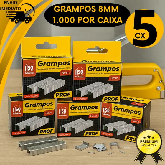 Grampo Grampeador Tapeceiro 8MM Grampos 5000 Unidades