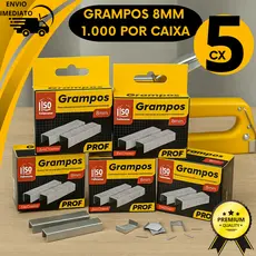 Grampo Grampeador Tapeceiro 8MM Grampos 5000 Unidades