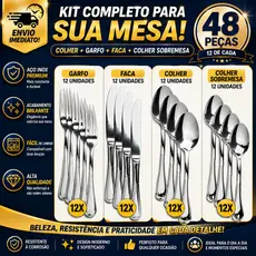 Jogo Talher Faqueiro Conjunto Talheres Completo Garfo Colher Faca Colher de Sobremesa