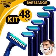 Conjunto Barbeador Descartável Barbear Depilar 48 Peças Prestobarba 2 Lâminas Barbearia Promoção