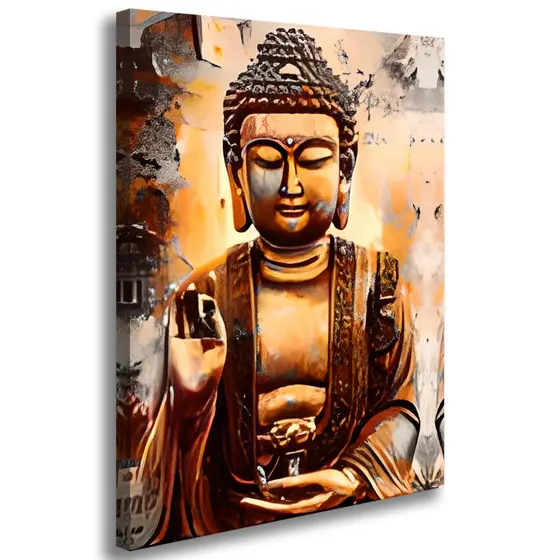 Quadro Decorativo Buda Indiano Yoga Para Sala Quarto Studio Tela MDF e Tecido Canvas