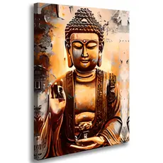 Quadro Decorativo Buda Indiano Yoga Para Sala Quarto Studio Tela MDF e Tecido Canvas