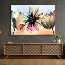 Quadro Decorativo Abstrato Floral Grande 60x90 Arte Moderna Tela Madeira Tecido Canvas