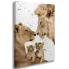 Quadro Decorativo Familia Leao Leoa Filhotes Para Sala Quarto Escritorio Tela Alta Ultra HD 4K