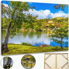Quadro Decorativo Sala Casa no Lago Nas Montanhas Grande 60x90 Tela Tecido Alta Definição