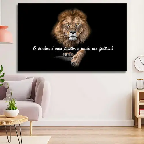 Quadro Leao Salmo 23 Grande Fundo Preto Em Alta Definição 4k