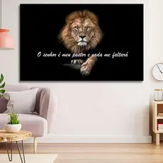Quadro Leao Salmo 23 Grande Fundo Preto Em Alta Definição 4k