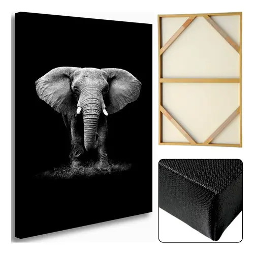Quadro Grande Elefante Sabedoria Força 60x90 Tela Em Tecido