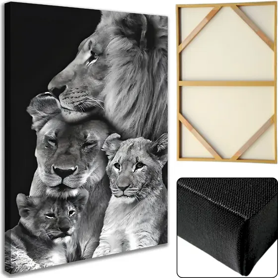 Quadro Grande Leao Leoa Familia Decoração Sala Quarto Entrada Hall Tela De Pintura Com Resolução 4K