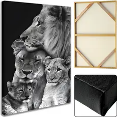 Quadro Grande Leao Leoa Familia Decoração Sala Quarto Entrada Hall Tela De Pintura Com Resolução 4K