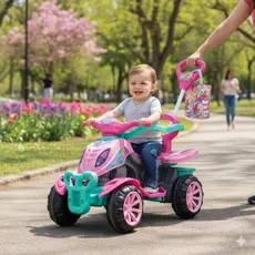 Carrinho Quadriciclo de Passeio Infantil com empurrador e pedal Menina Maral Lady Star