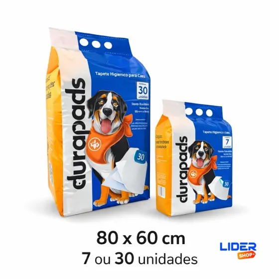 Tapete Higiênico Durapads 80x60 cm para Cães com Super Absorção, Anti Odor e Base Impermeável
