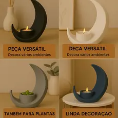 Vaso Porta Vela Decorativo Lua Para Planta e Vela Quarto Sala Castiçal Moderno Decoração