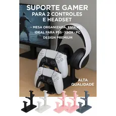 Suporte Universal Play Station Xbox PC 2 controles + Headset Organizador Mesa