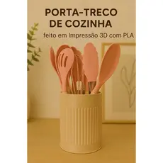 Porta-Trecos de Cozinha em Impressão 3D | Organizador para Utensílios | Cores Preto Branco Bege Cinza | Design Moderno
