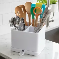 Porta Talheres com Escorredor de Água – Organizador de Cozinha Funcional e Elegante