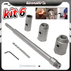 Kit Jogo Serra Copo 30 40 50 Mm Concreto Alvenaria Haste Sds Plus P/ Furadeira e Martelete