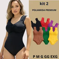 Kit 2 Maiô Disfarça Barriga Feminino Poliamida Premium Bojo Forrado Conforto Versátil Praia