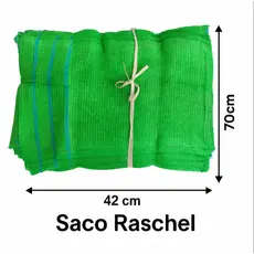 Saco Raschel 42cm x 70cm Verde Reforçado Ideial para HortiFrúti em Geral kit 100 unidades