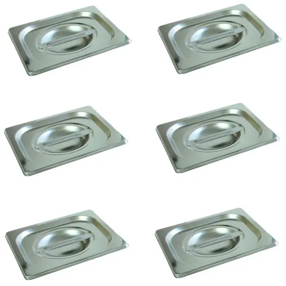6 Tampas Para Cuba Gastronômica Gn 1/6 Inox Buffet Cozinha