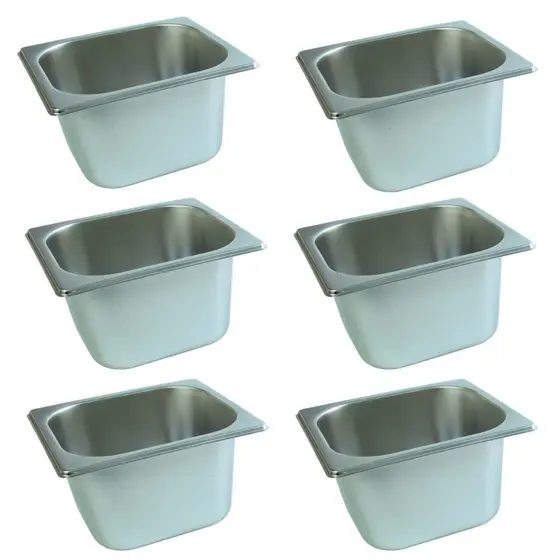 6 Cuba Gastronomica Inox 1/6x100 Gn Buffet Cozinha Restauran