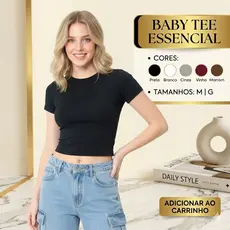 Blusa Baby Tee Feminina Slim Fit Manga Curta