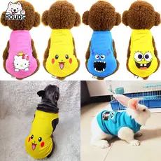 Colete Pet Sem Mangas com Estampa de Desenho Animado, Roupa Confortável para Gato, Cachorro Pequeno e Coelho