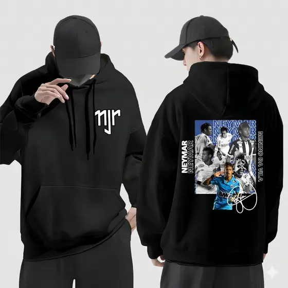 Moletom Canguru Neymar Jr Estampa Premium Azul Personalizada Camiseta Envio Rapido