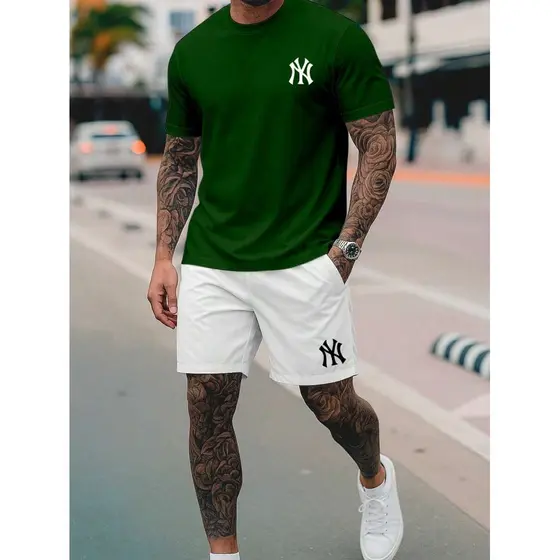 Kit Conjunto Camiseta Algodão + Bermuda Tactel Reforçada - Estilo Urbano NY Streetwear Premium