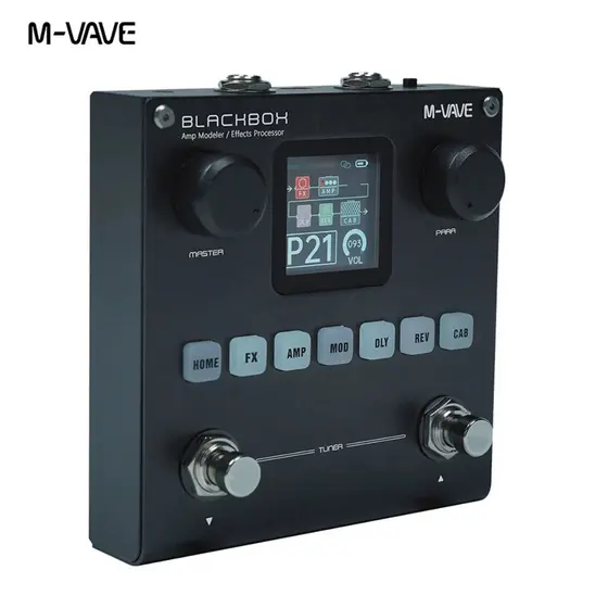 M-VAVE BLACKBOX Pedal de efeito multifuncional para guitarra / baixo （Bateria embutida）, 80 predefinições editáveis