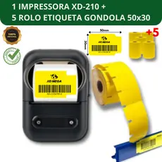 1 IMPRESSORA BLUETOOTH XD-210 + 5 ROLO ETIQUETA GONDOLA 50x30