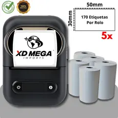 1 Impressora XD-210 + 5 rolos de etiqueta adesiva 50x30 simples