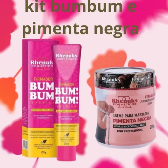 Kit Premium Verão 1- BumBum Firmador Perfeito + 1- Creme para Massagem Pimenta Negra - Rhenuks