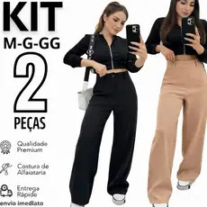 Kit 2 Calça Alfaiataria PREMIUM Cintura Alta Com Bolso PROMOÇÃO ENVIO IMEDIATO