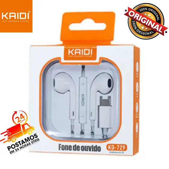 Fone De Ouvido Tipo C Intra Auricular Estéreo Celular Kaidi KD-729 / KD-726 USB  Controle Volume