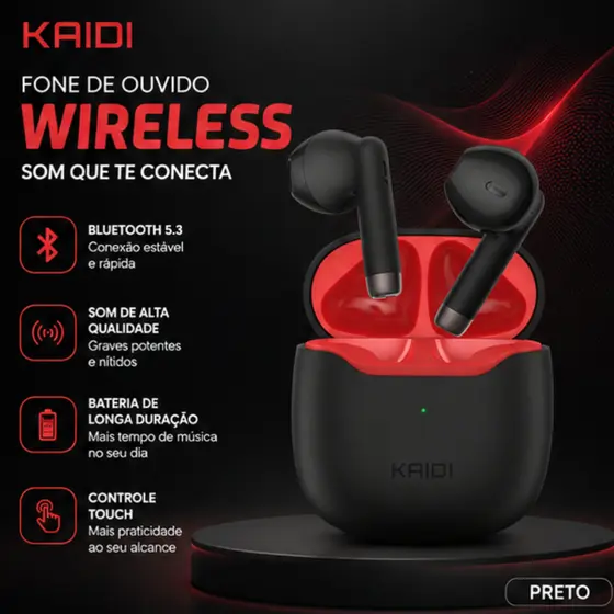 Fone De Ouvido Sem Fio Bluetooth  earphone TWS 5.1 Kaidi Kd-771 Original