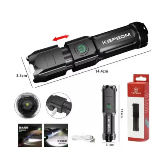 Lanterna Recarregável USB! Led de 800 Lumens! Impermeável, Zoom Ajustável e 3 Modos de Iluminação!