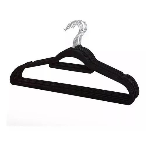 Kit 10 Cabides Infantil Veludo Preto Antideslizante Slim Closet Organização Armário Resistente