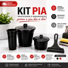 Kit Pia 3 Peças Plástico Para Cozinha Cesto Lixo 4L e Porta Esponja e Detergente| Rodinho Pia