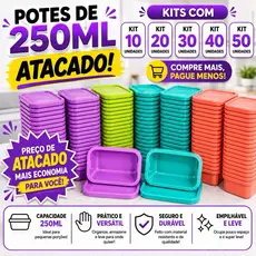 Kit Potes Plásticos 420ml Retangular Com Tampa Sobremesa Lembrancinha Organizadores Atacado